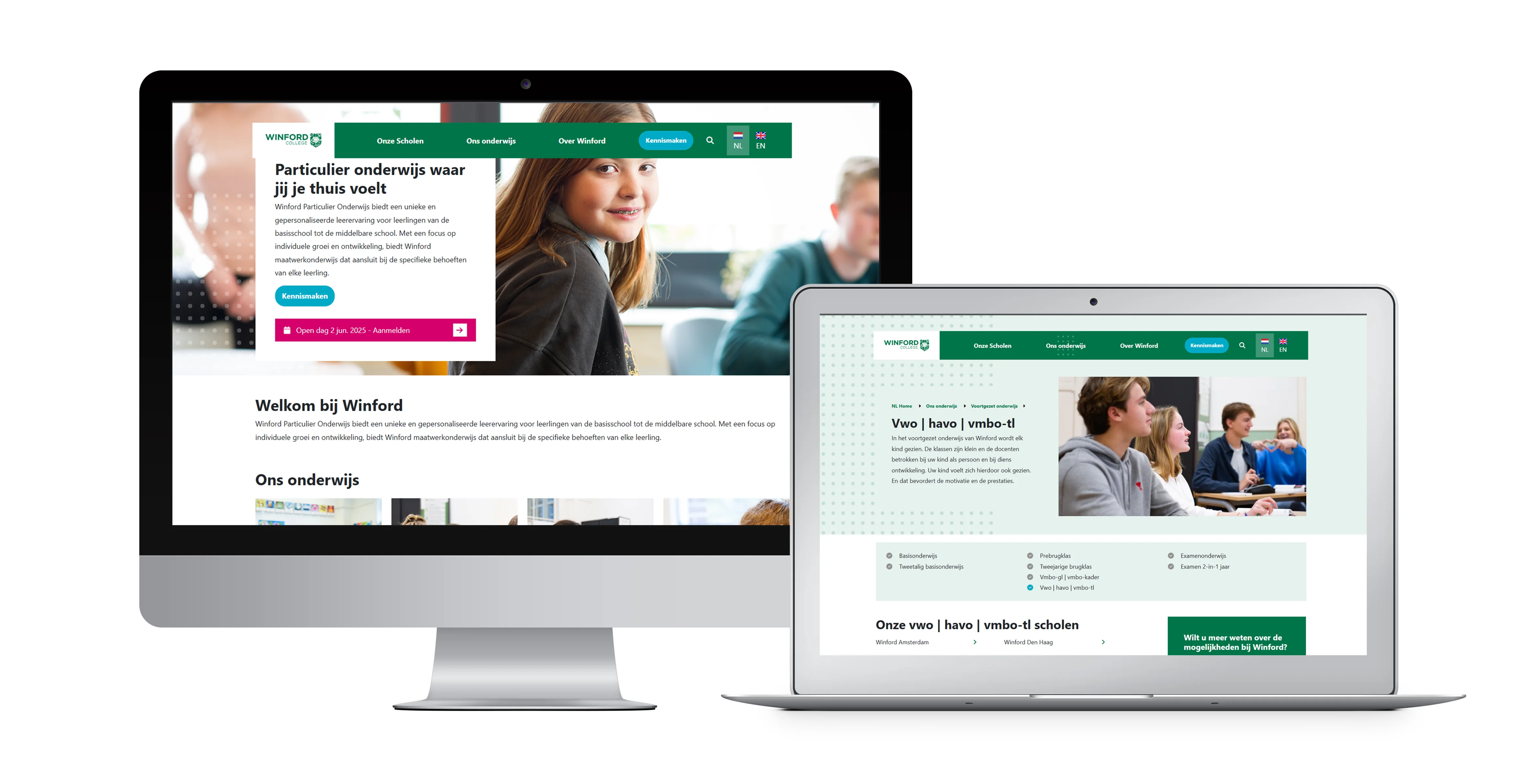 Opleidingsaanbod website Winford